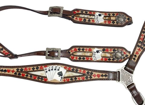 Showman  'Royal Flush' One Ear Headstall and Breast Collar Set #4